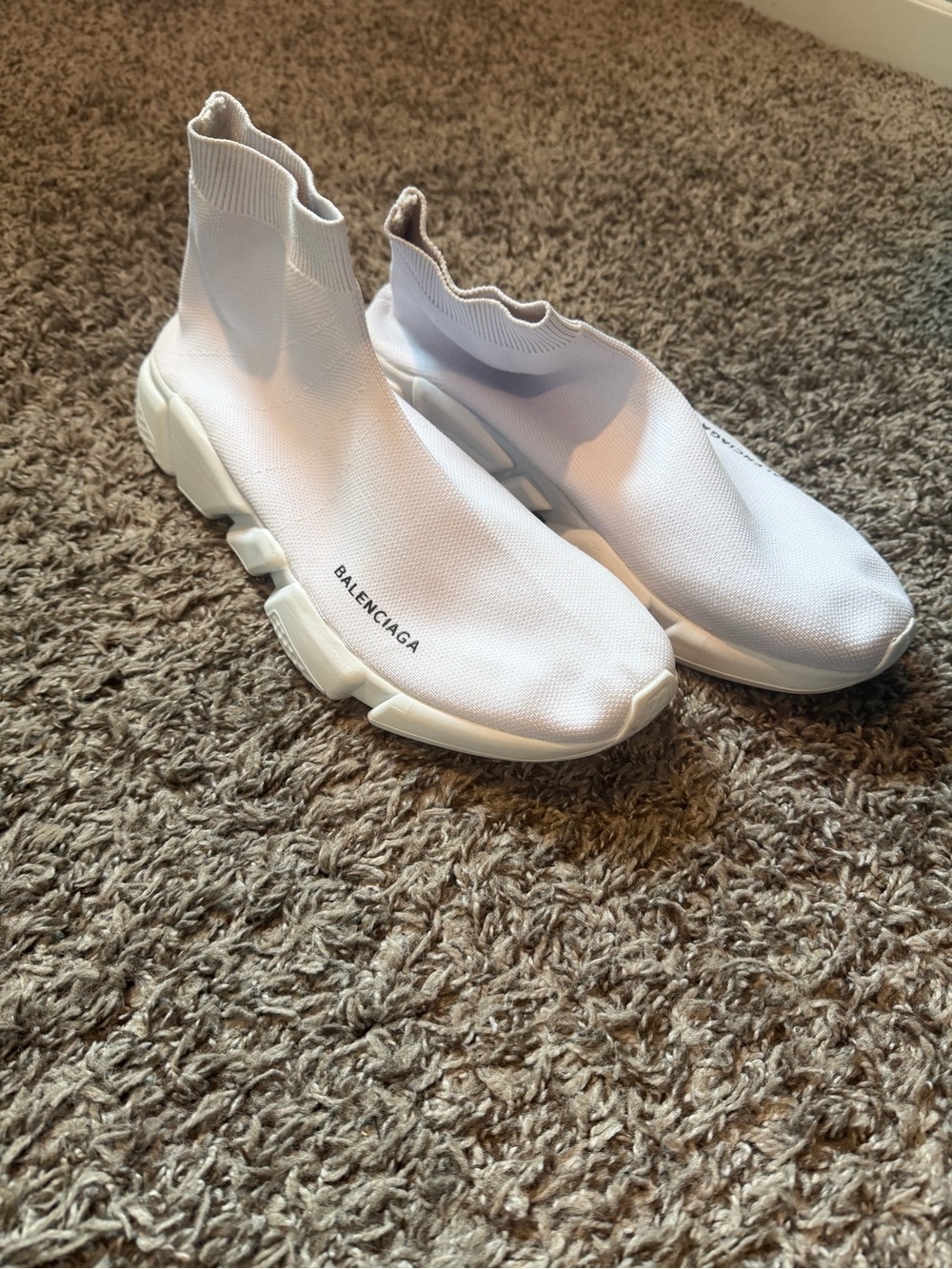 Balenciaga Men's White Speed Trainer Sock Sneakers